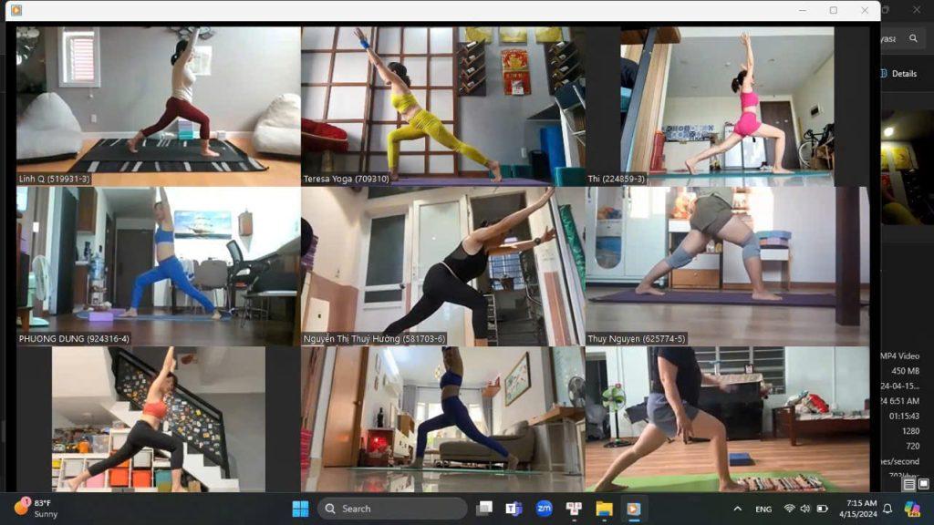Một số hình ảnh về quá trình tập luyện trực tuyến của các học viên tại Teresa Yoga