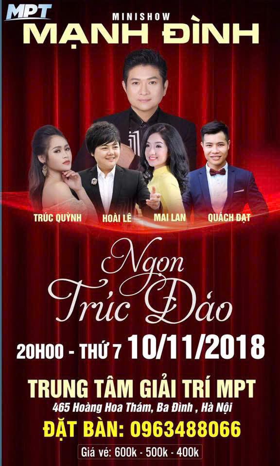 Nữ ca sĩ Trúc Quỳnh góp giọng trong đêm nhạc trữ tình cùng ca sĩ Mạnh Đình