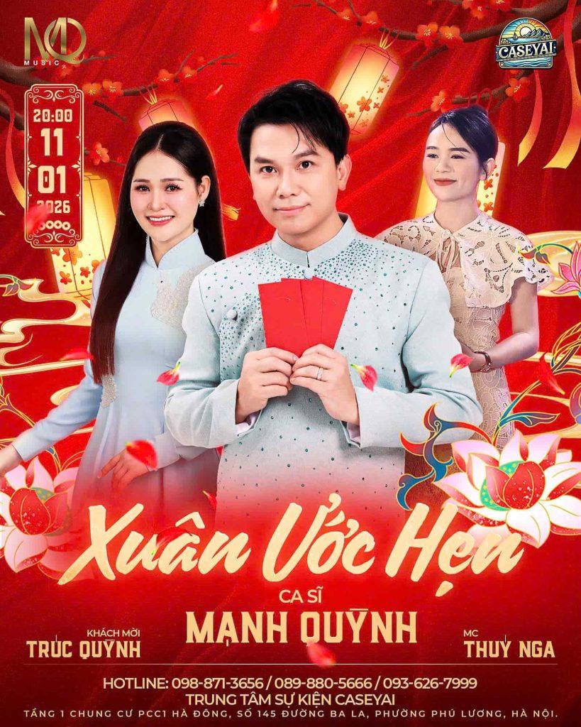 Ca sĩ Trúc Quỳnh cùng danh ca Mạnh Quỳnh trong đêm nhạc Xuân Ước Hẹn